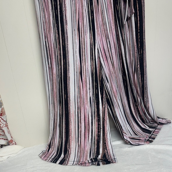 Connected Apparel Pink and Black Striped Jumpsuit/ Romper - Picture 4 of 12